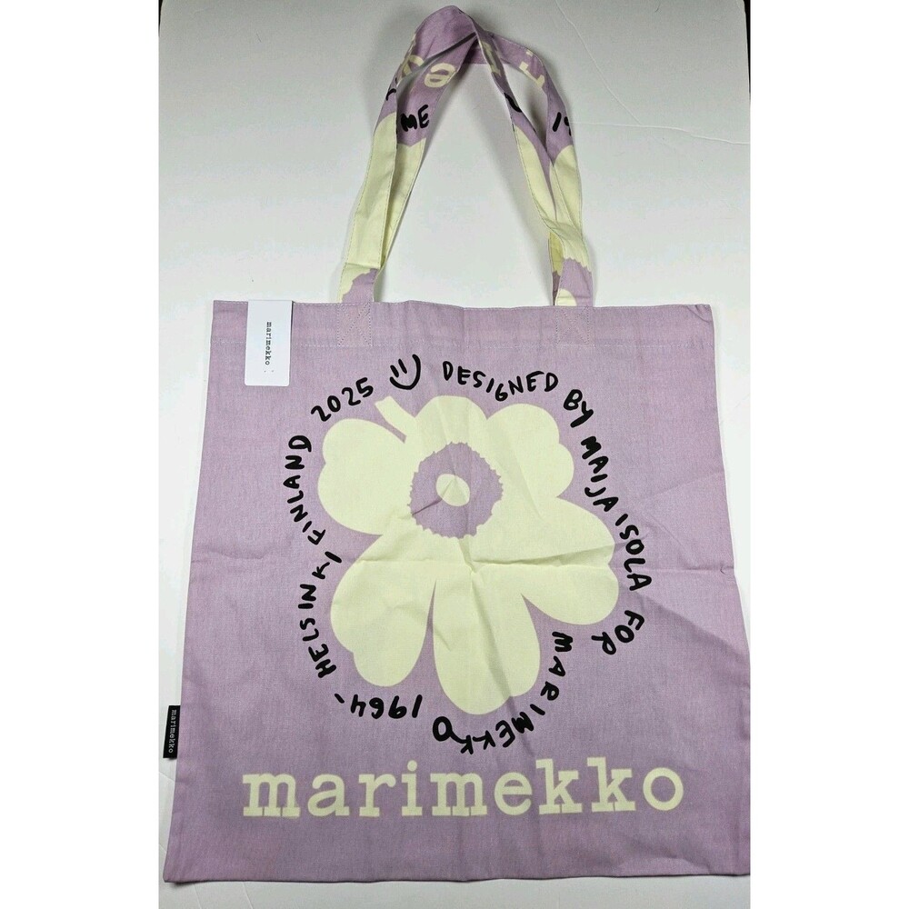 Marimekko Pieni Unikko Kassi Floral Lavender Flower Lightweight Tote Bag